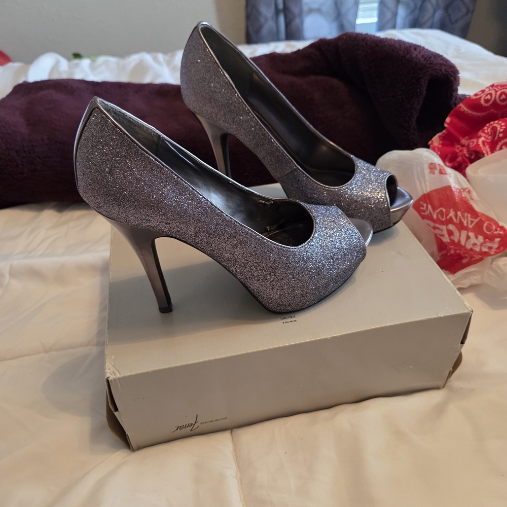 Elegant Glitter Peep-Toe Heels